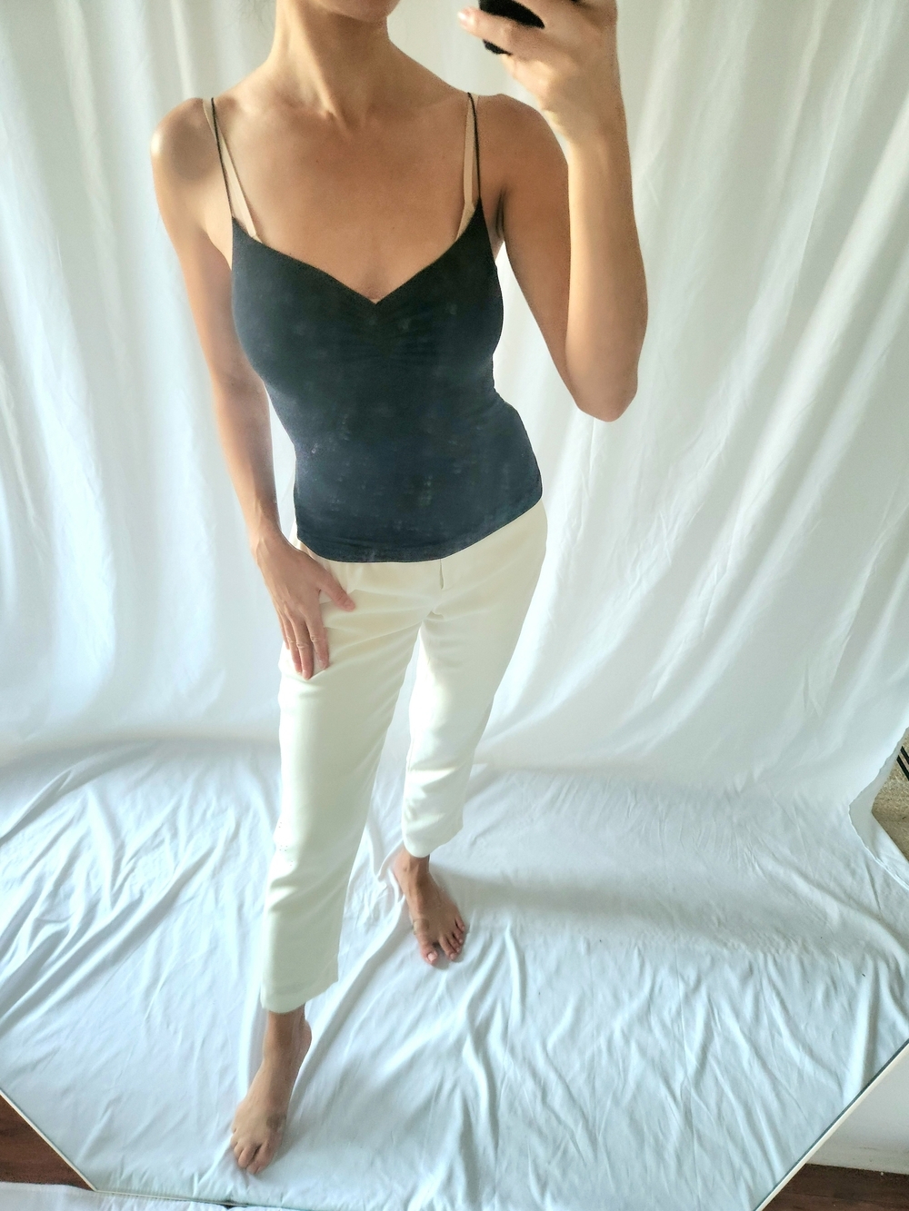 Joah Brown Black Double-Strap Camisole